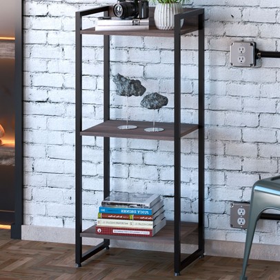 Estante para Livros Dynamica 3 Prateleiras Nogal/Preto 19171 - Compace