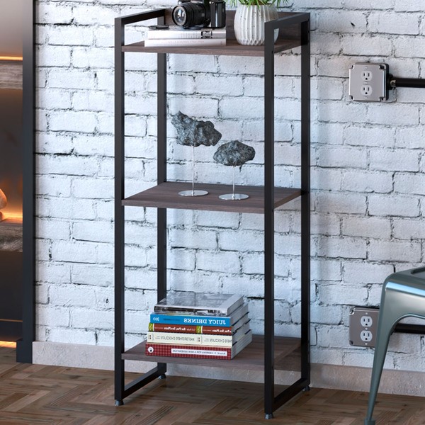 Estante para Livros Dynamica 3 Prateleiras Nogal/Preto 19171 - Compace