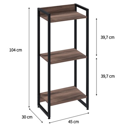 Estante para Livros Dynamica 3 Prateleiras Nogal/Preto 19171 - Compace