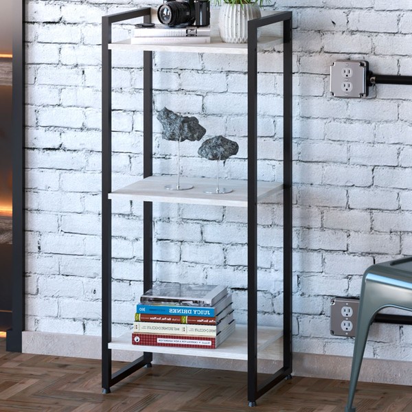 Estante para Livros Dynamica 3 Prateleiras Snow/Preto 19171 - Compace