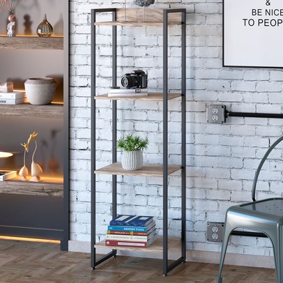 Estante para Livros Dynamica 4 Prateleiras Carvalho/Preto 19181 - Compace