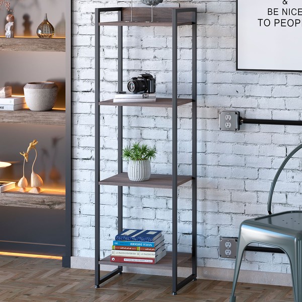 Estante para Livros Dynamica 4 Prateleiras Nogal/Preto 19181 - Compace