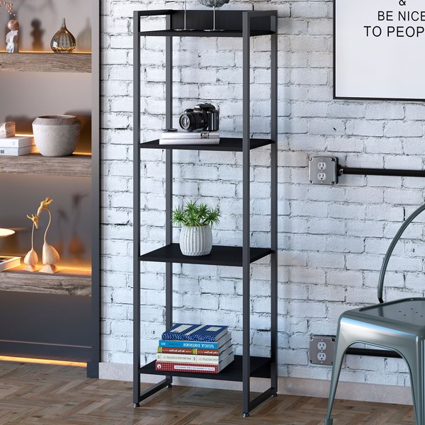 Estante para Livros Dynamica 4 Prateleiras Preto ônix/Preto 19181 - Compace