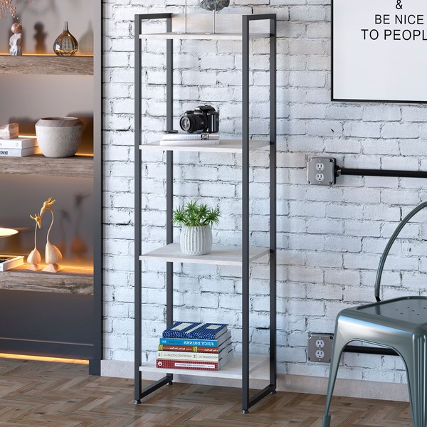 Estante para Livros Dynamica 4 Prateleiras Snow/Preto 19181- Compace