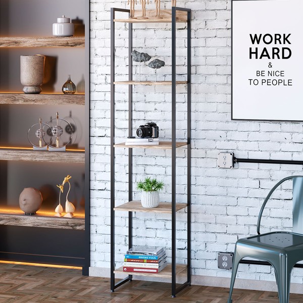 Estante para Livros Dynamica 5 Prateleiras Carvalho/Preto 19191 - Compace