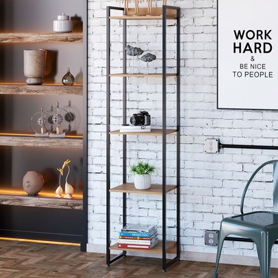 Estante para Livros Dynamica 5 Prateleiras Lâmina Mel/Preto 19191 - Compace