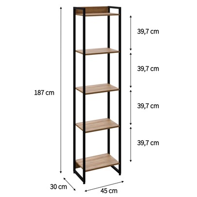 Estante para Livros Dynamica 5 Prateleiras Lâmina Mel/Preto 19191 - Compace