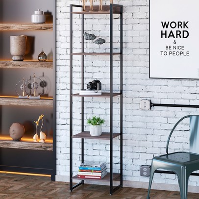 Estante para Livros Dynamica 5 Prateleiras Nogal/Preto 19191 - Compace