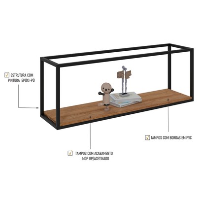 Nicho Decorativo Dynamica Lâmina Mel/Preto 19201 - Compace