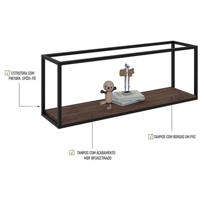 Nicho Decorativo Dynamica Nogal/Preto 19201 - Compace