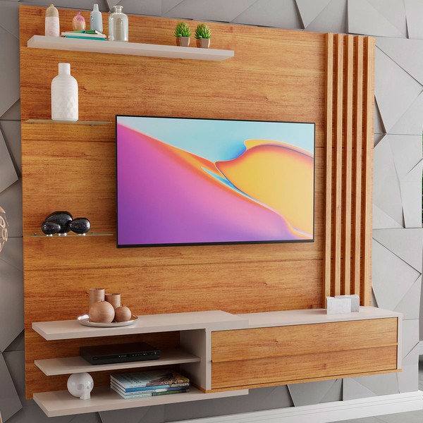 Painel para TV Até 60 Polegadas Grécia Mel/Off White - Viero Móveis