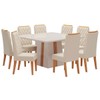 Mesa de Jantar 8 Lugares Perla com Vidro Mel/Nude/Off White - Viero Móveis