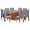 Mesa de Jantar 8 Lugares Perla com Vidro Mel/Veludo Cinza/Grafite - Viero Móveis