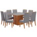 Mesa de Jantar 8 Lugares Perla com Vidro Mel/Veludo Cinza/Grafite - Viero Móveis