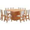 Mesa de Jantar 8 Lugares Lexa Mel/Linho Gelo - Viero Móveis