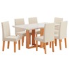 Mesa de Jantar 6 Lugares Belinda com Vidro Mel/Nude/Off White - Viero Móveis