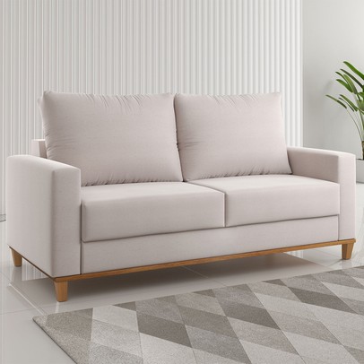 Sofá 2 Lugares Tamires Linho Amêndoa - Pnr Móveis