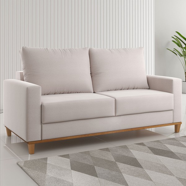 Sofá 2 Lugares Tamires Linho Amêndoa - Pnr Móveis