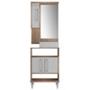 Armário de Banheiro 60 Cm 3 Portas com Cuba Castanho/Branco 000122 - Ozini Móveis