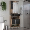 Armário de Banheiro 60 Cm 3 Portas com Cuba Castanho/Preto 000340 - Ozini Móveis