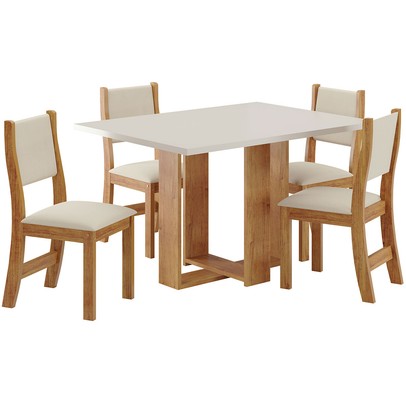 Mesa de Jantar 4 Lugares Juliete Mel/Blonde/Nude - Viero Móveis
