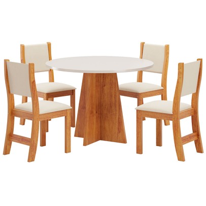 Mesa de Jantar 4 Lugares Belga Mel/Blonde/Nude - Viero Móveis