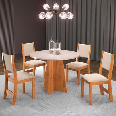 Mesa de Jantar 4 Lugares Belga Mel/Blonde/Nude - Viero Móveis