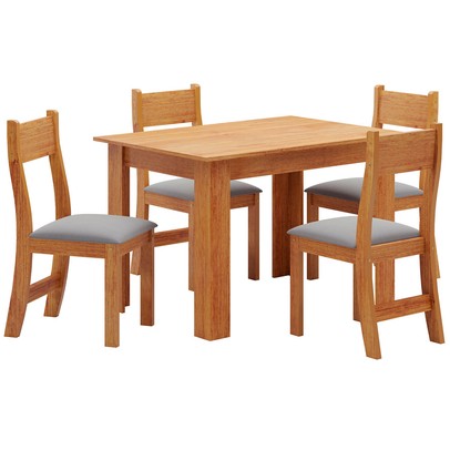 Mesa de Jantar 4 Lugares Ariana Mel/Veludo Cinza 26293 - Viero Móveis