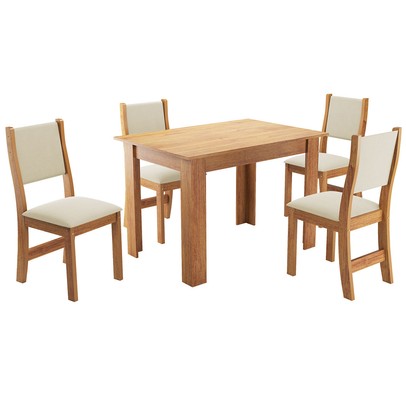Mesa de Jantar 4 Lugares Ariana Mel/Nude - Viero Móveis
