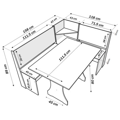 Canto Alemão Mel/Veludo Cinza 26298 - Viero Móveis