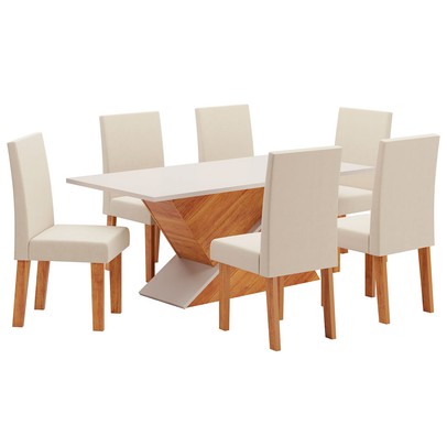 Mesa de Jantar 6 Lugares Adele Mel/Blonde/Nude - Viero Móveis