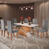 Mesa de Jantar 6 Lugares Adele Mel/Blonde/Veludo Cinza - Viero Móveis