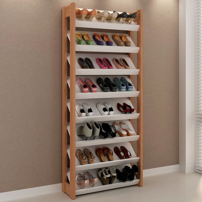 Sapateira 8 Prateleiras Amêndoa/Branco Az1006 - Tecno Mobili