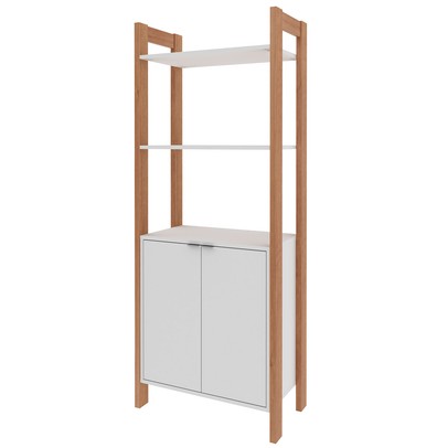 Estante para Livros 2 Portas 2 Prateleiras Amêndoa/Branco Az1009 - Tecno Mobili