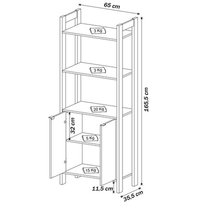 Estante para Livros 2 Portas 2 Prateleiras Amêndoa/Branco Az1009 - Tecno Mobili