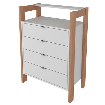 Gaveteiro 4 Gavetas Amêndoa/Branco Az1012 - Tecno Mobili