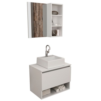 Armário de Banheiro com Cuba 1 Porta Branco Bn3621 - Tecno Mobili