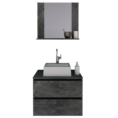 Armário de Banheiro com Cuba 2 Gavetas Mármore Lunar Bn3626 - Tecno Mobili