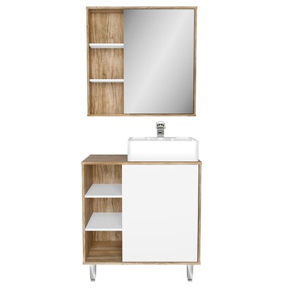 Armário de Banheiro 80 Cm 2 Portas com Cuba Cartagena/Branco 001130 - Ozini Móveis