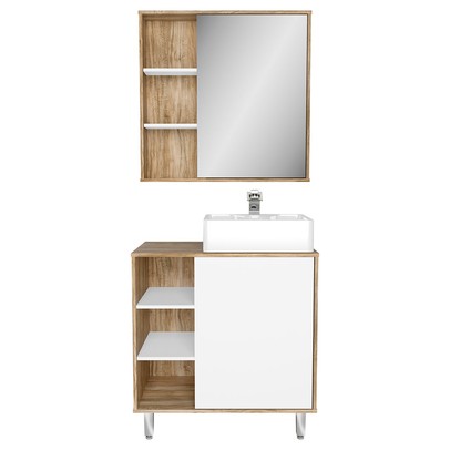 Armário de Banheiro 80 Cm 2 Portas com Cuba Cartagena/Branco 001131 - Ozini Móveis