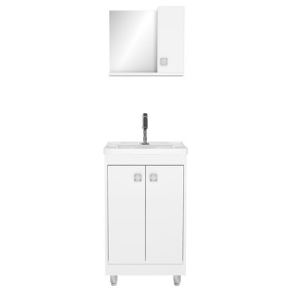 Armário de Banheiro 45 Cm 3 Portas com Cuba Branco 001342 - Ozini Móveis