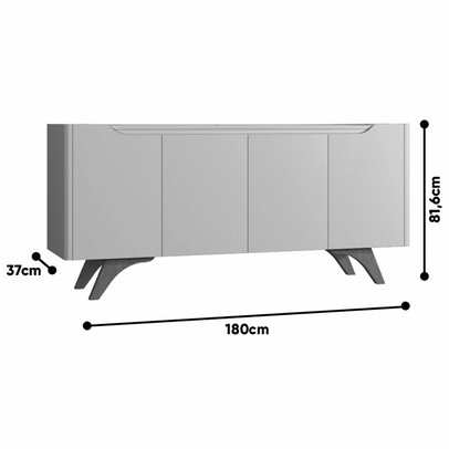 Balcão Buffet Grécia 4 Portas Off White/Naturalle - Mavaular