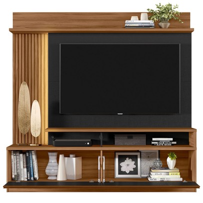 Estante para TV Até 60 Polegadas 2 Portas com Led Freijó Trend/Preto Nt1295 - Notável Móveis