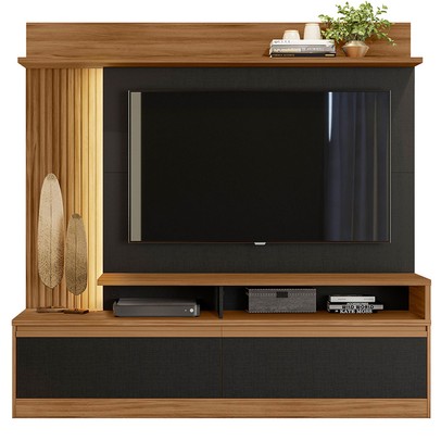 Estante para TV Até 60 Polegadas 2 Portas com Led Freijó Trend/Preto Nt1295 - Notável Móveis