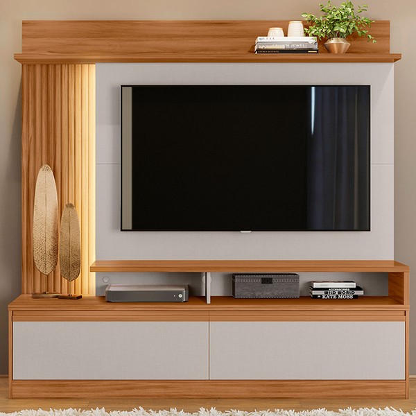 Estante para TV Até 60 Polegadas 2 Portas com Led Freijó Trend/Off White Nt1295 - Notável Móveis