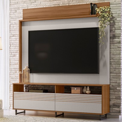 Estante para TV Até 65 Polegadas 2 Portas Freijó Trend/Off White Nt1300 - Notável Móveis