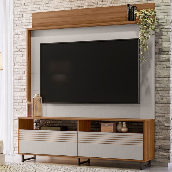 Estante para TV Até 65 Polegadas 2 Portas Freijó Trend/Off White Nt1300 - Notável Móveis