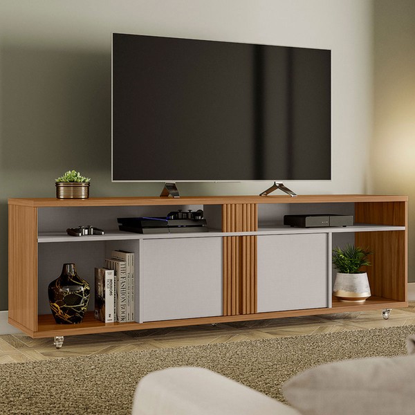 Rack para TV Até 70 Polegadas 2 Portas Freijó Trend/Off White Nt1290 - Notável Móveis