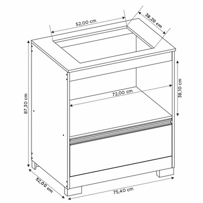 Armário de Cozinha para Cooktop Nt3110 1 Gaveta Branco New/Granito - Notável Móveis