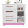 Cômoda 1 Porta 4 Gavetas Flex Branco New/Rosa Nt5185 - Notável Móveis